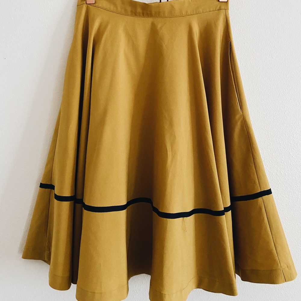 mustard yellow flowy skirt